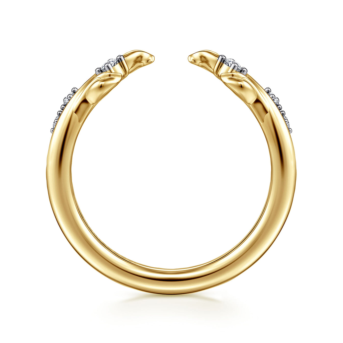 14K Yellow Gold .09CTW Diamond Open Floral Anniversary Band, Size 6.5 by Gabriel & Co.