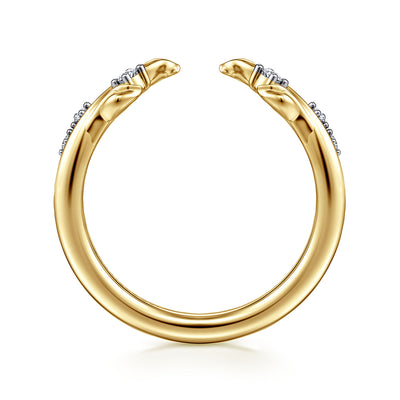14K Yellow Gold .09CTW Diamond Open Floral Anniversary Band, Size 6.5 by Gabriel & Co.