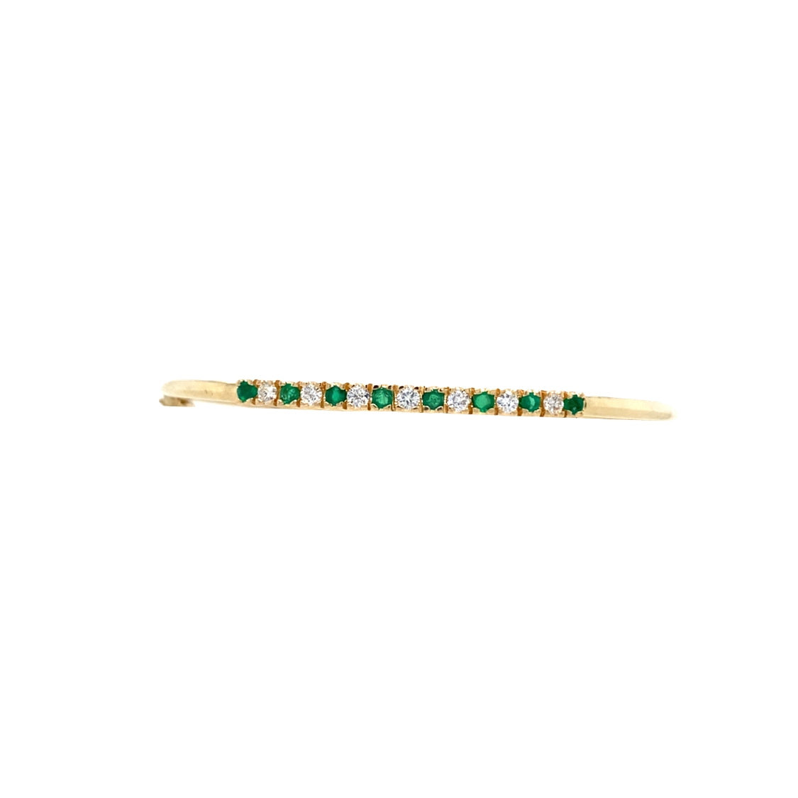 ESTATE Emerald and Diamond Bangle in Yellow Gold