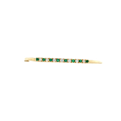 ESTATE Emerald and Diamond Bangle in Yellow Gold