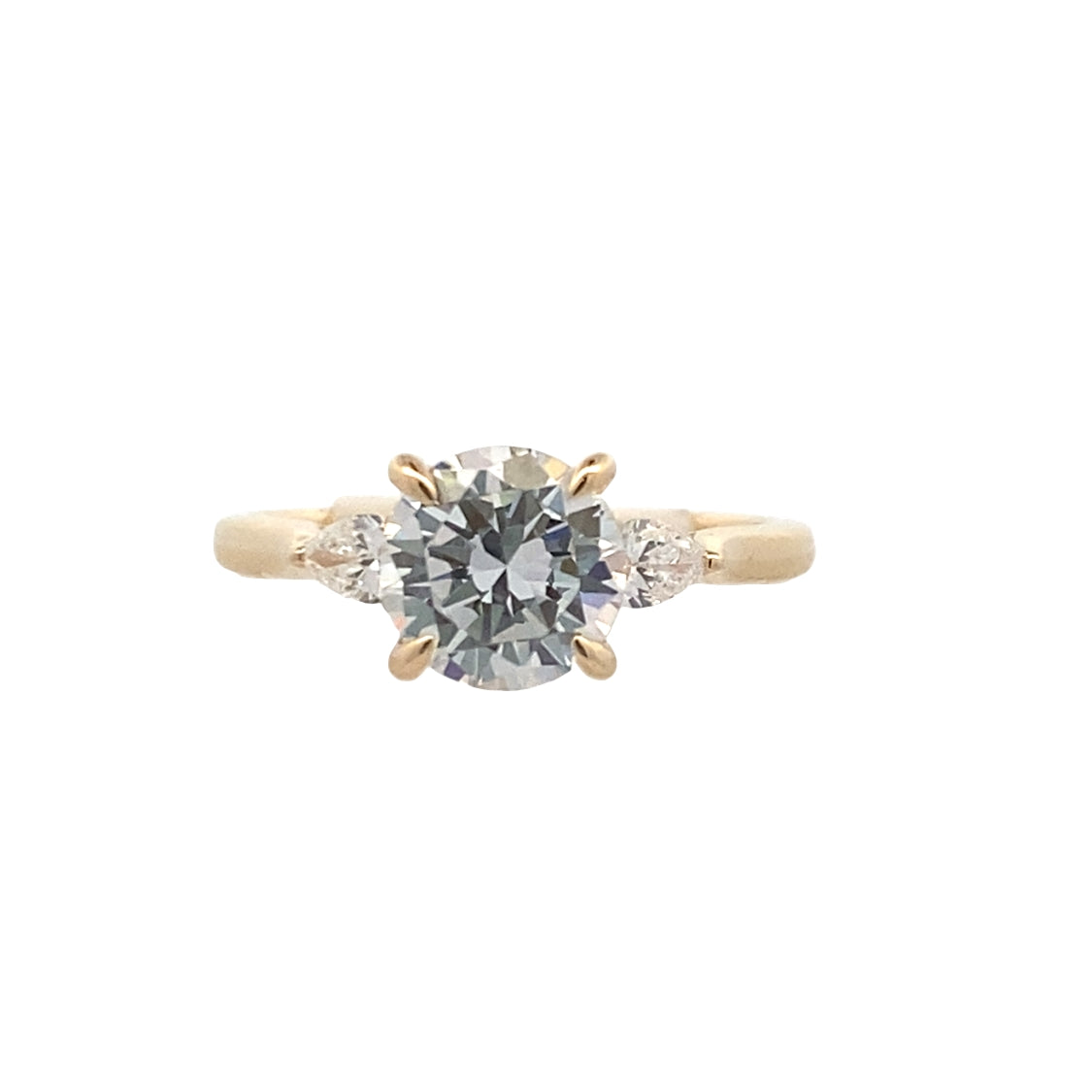 Three Stone Engagement Ring in Yellow Gold by Gabriel & Co.