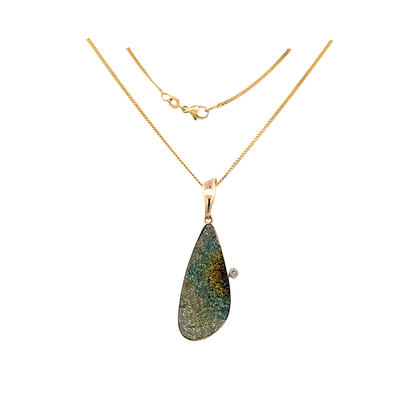 ESTATE Druzy Quartz Pendant in Yellow Gold