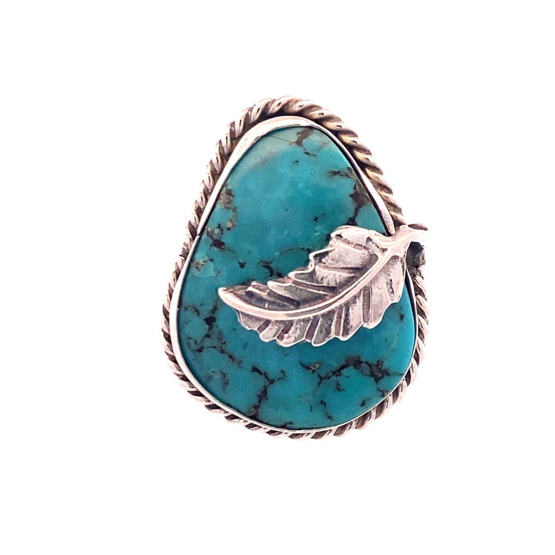 Estate Teardrop-Shaped Turquoise Ring in Sterling Silver