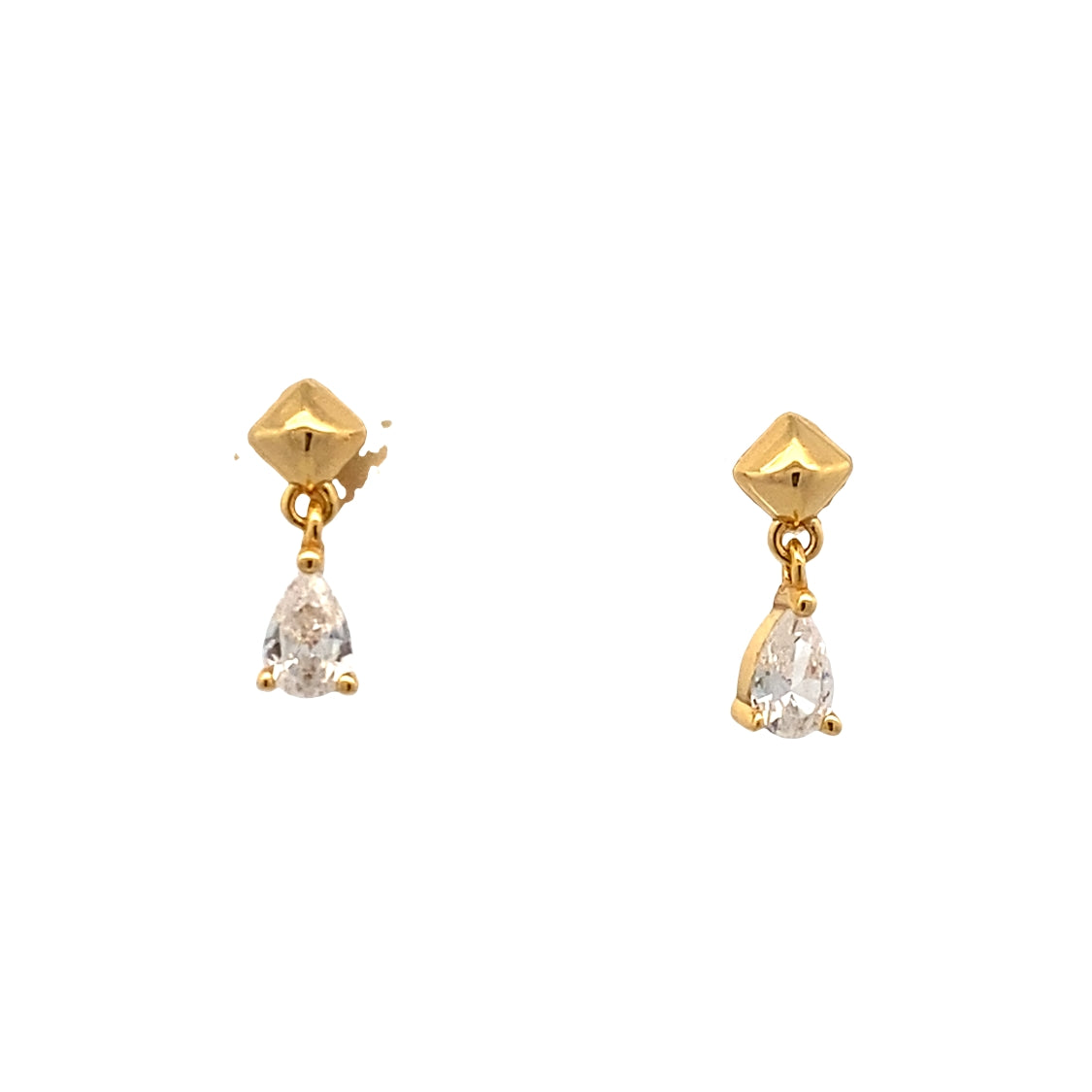 CZ Teardrop Studs in Silver with Gold Plating by Ania HAie