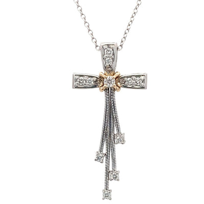 Cross in the Wind Pendant in Two-Tone Gold with 18" Chain