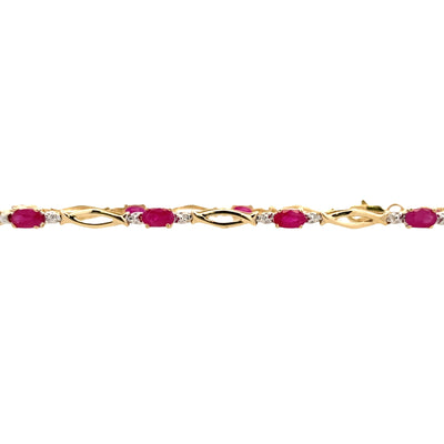 ESTATE Ruby and Diamond Bracelet in Yellow Gold
