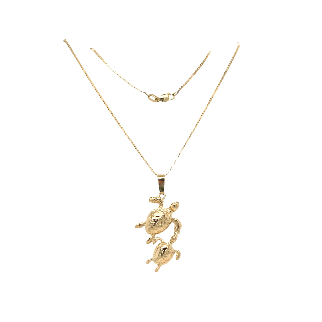 ESTATE Mother and Baby Turtle Pendant in Yellow Gold