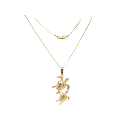 ESTATE Mother and Baby Turtle Pendant in Yellow Gold