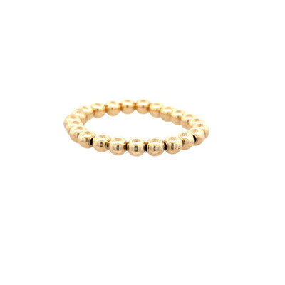 Stretch Beaded Ring in Yellow Gold Plating by Karen Lazar