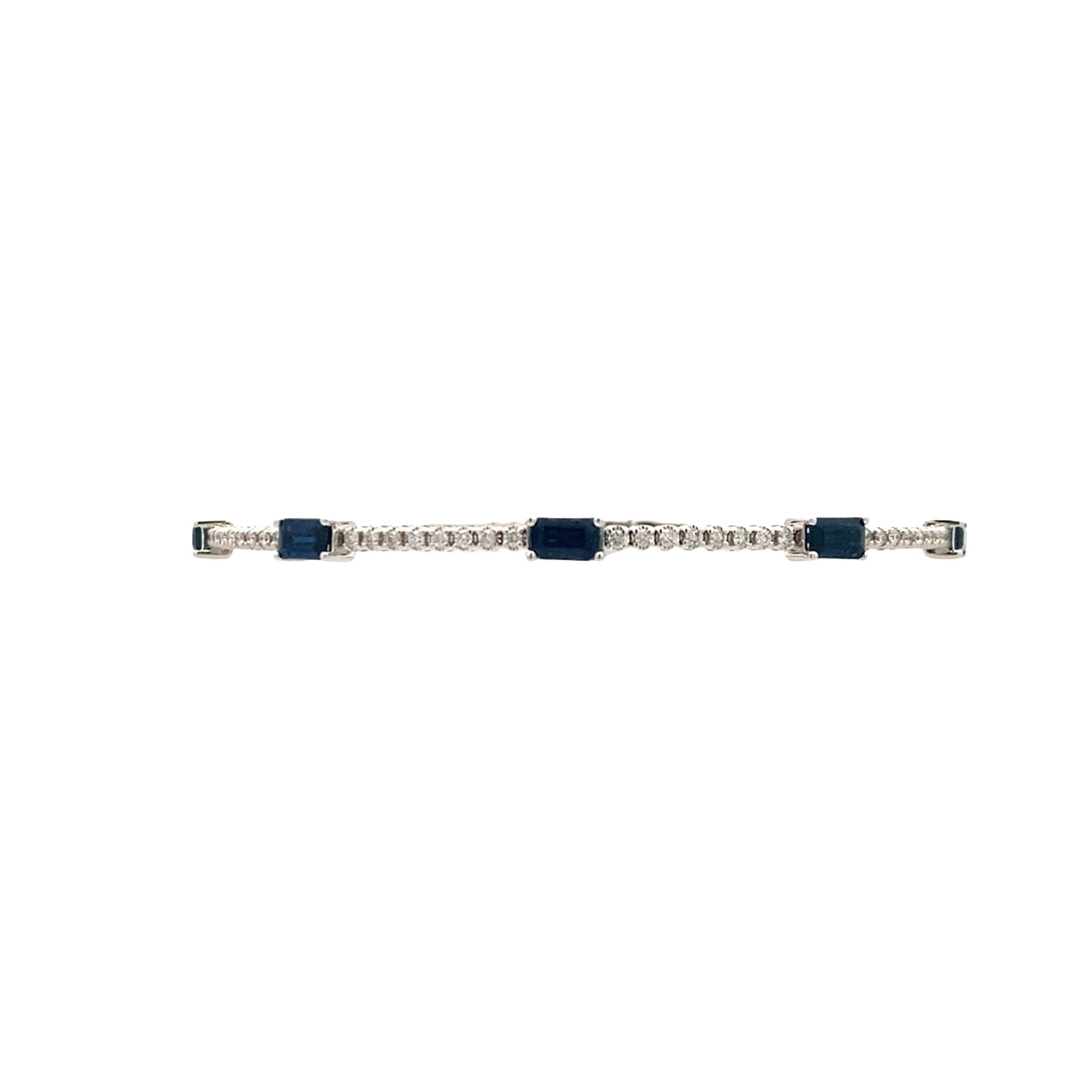 Sapphire and Diamond Bangle in White Gold