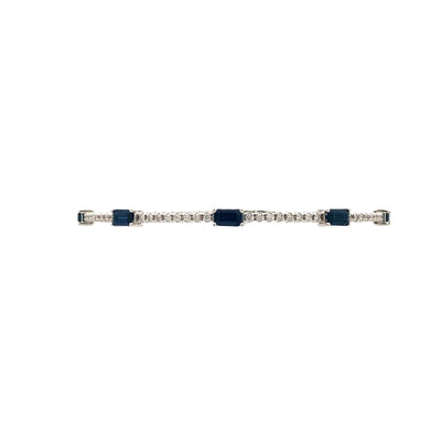 Sapphire and Diamond Bangle in White Gold