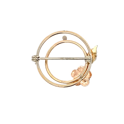 ESTATE Krementz Rose Pin in Two-Tone Gold
