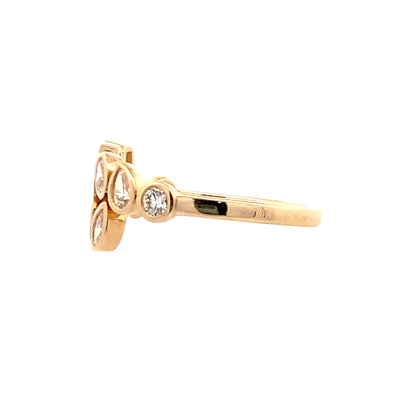 Multi-Shaped Diamond Crossover Ring in Yellow Gold