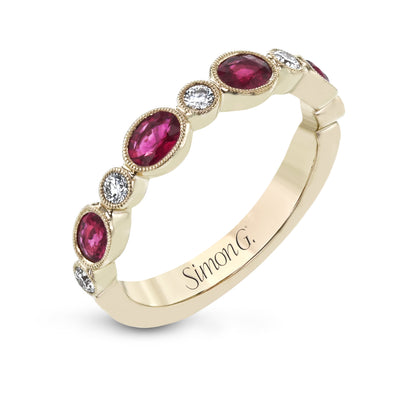 Ruby & Diamond Contemporary Style Band  in Yellow Gold by Simon G