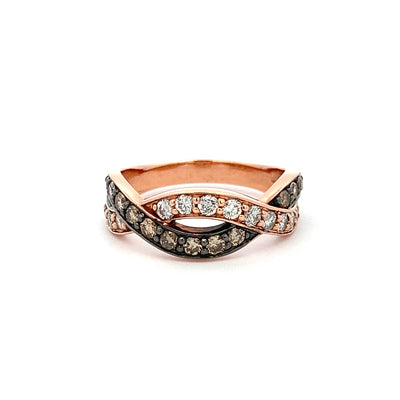 Champagne Diamond Twist Ring in Rose Gold