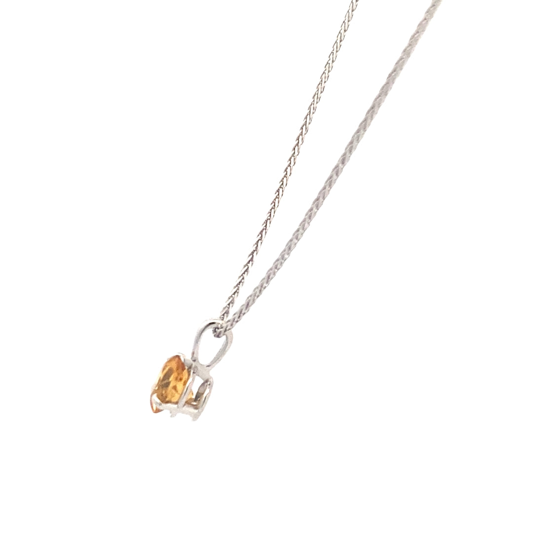 .71CT Round Citrine Solitaire Pendant in White Gold by B&C with18" Chain