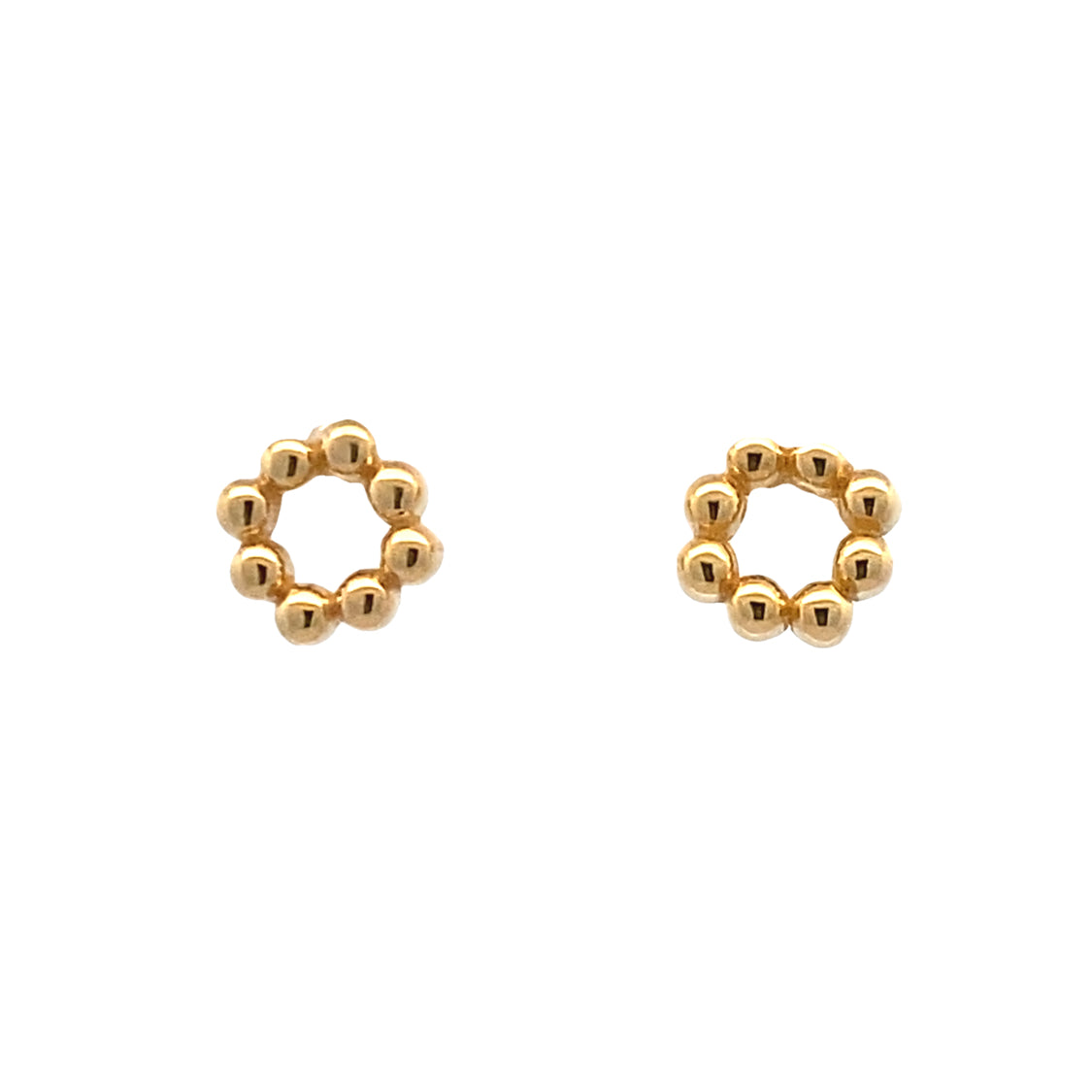 Petite Beaded Circle Studs in Yellow Gold