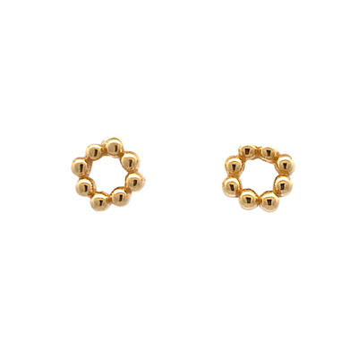 Petite Beaded Circle Studs in Yellow Gold