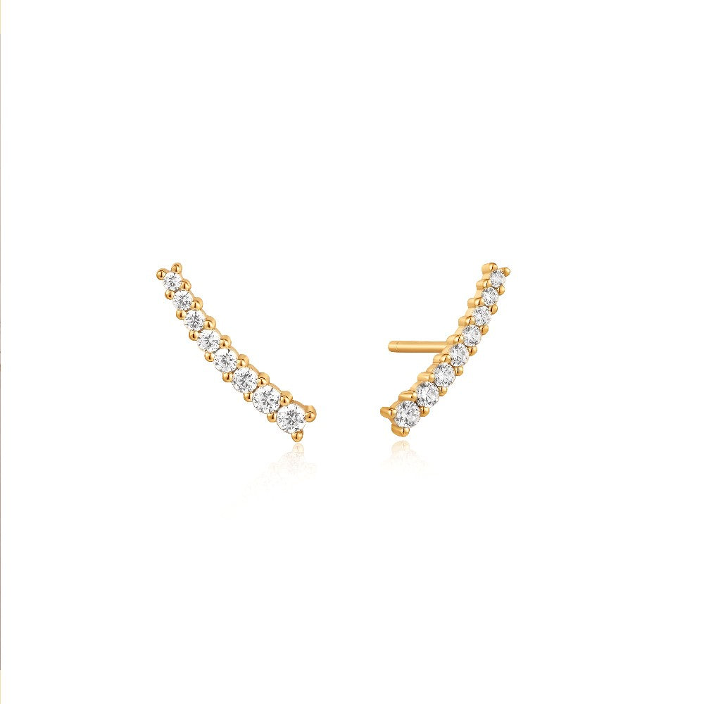 Ania Haie Gold Plate CZ Crawler Stud Earrings E037-03g