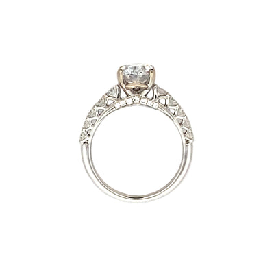 Oval Diamond Side Stone Engagement Ring in White Gold by Simon G