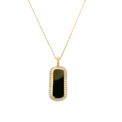 CZ Dog Tag Pendant in Silver with Yellow Gold Plating by Ania Haie