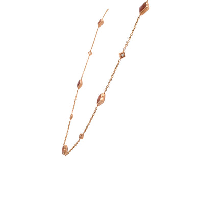 Mother of Pearl and Diamond Station Necklace 0.18CTW in 14K Rose Gold by Kabana