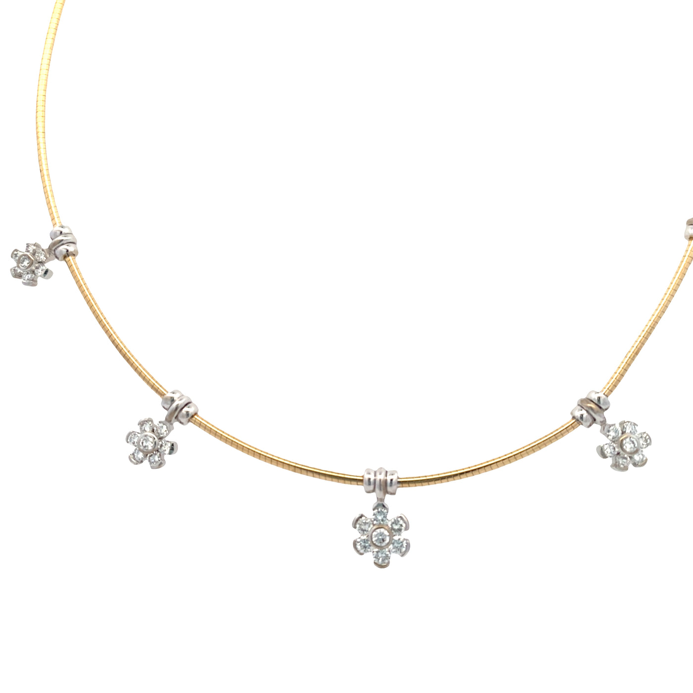 ESTATE Diamond Station Necklace in Two-Tone Gold