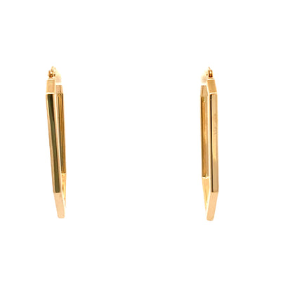 Elongated Hexagonal Hoops in Yellow Gold