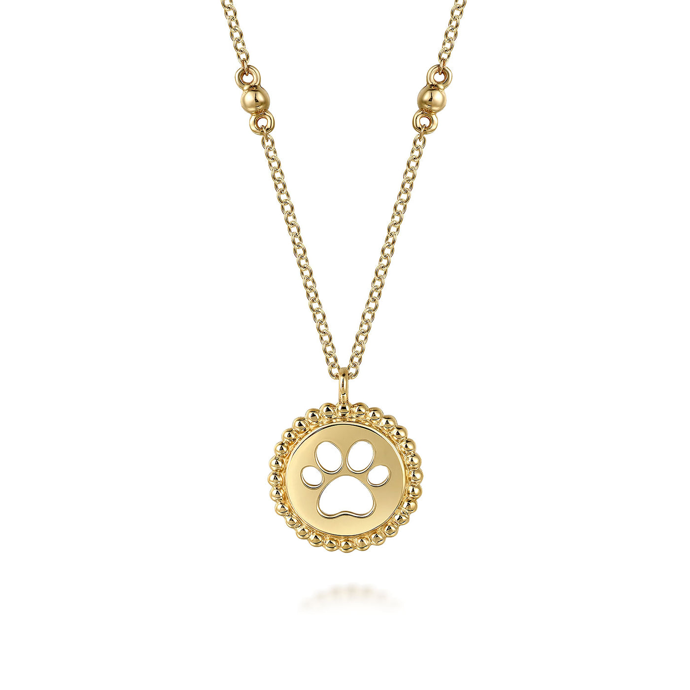 Paw Print Pendant Necklace in Yellow Gold by Gabriel & Co.