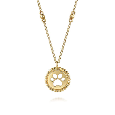 Paw Print Pendant Necklace in Yellow Gold by Gabriel & Co.