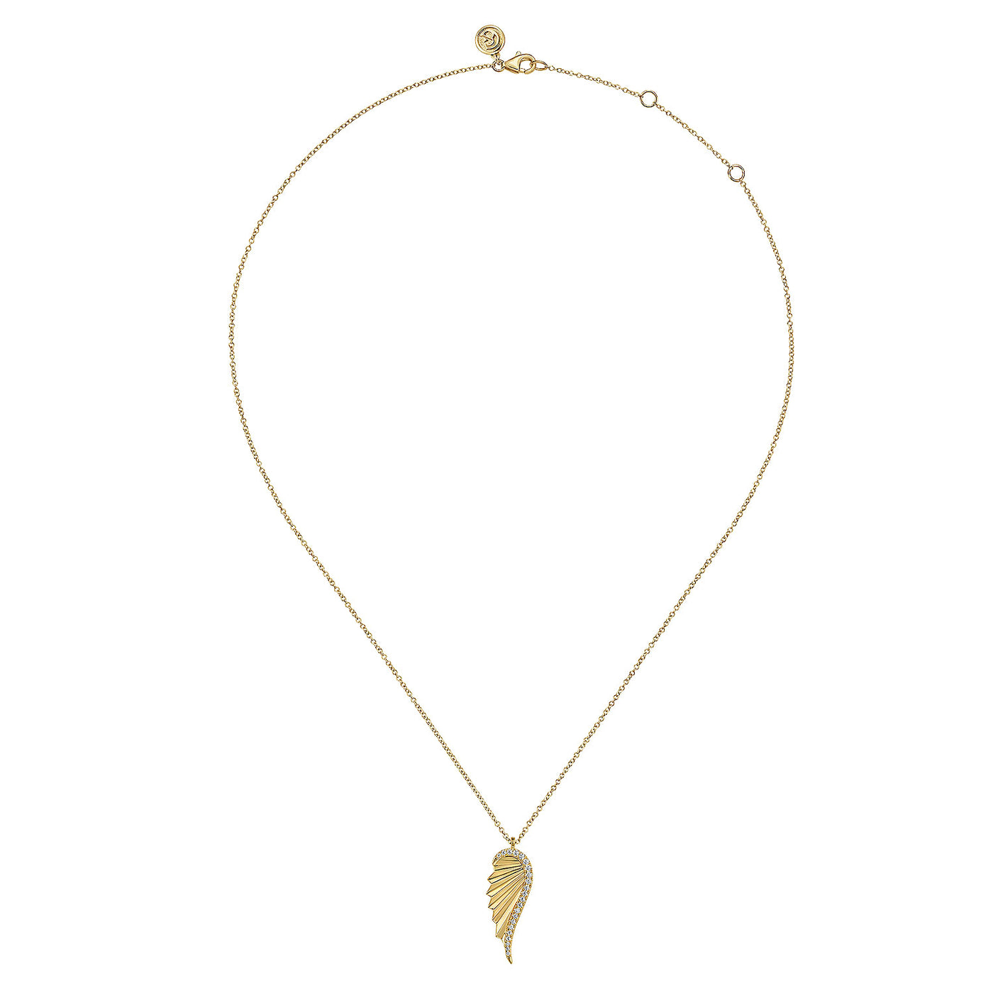 Diamond Enhanced Wing Pendant in Yellow Gold by Gabriel & Co.