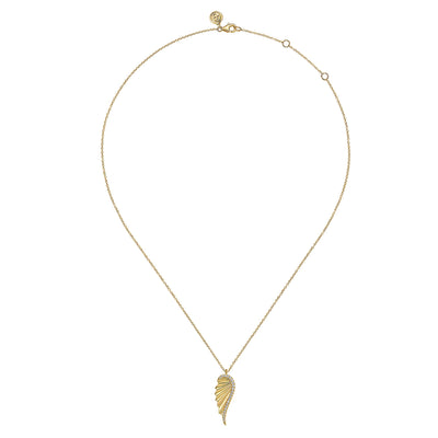 Diamond Enhanced Wing Pendant in Yellow Gold by Gabriel & Co.