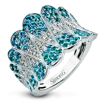 Paraiba Tourmaline & Diamond Ring in White Gold by Simon G