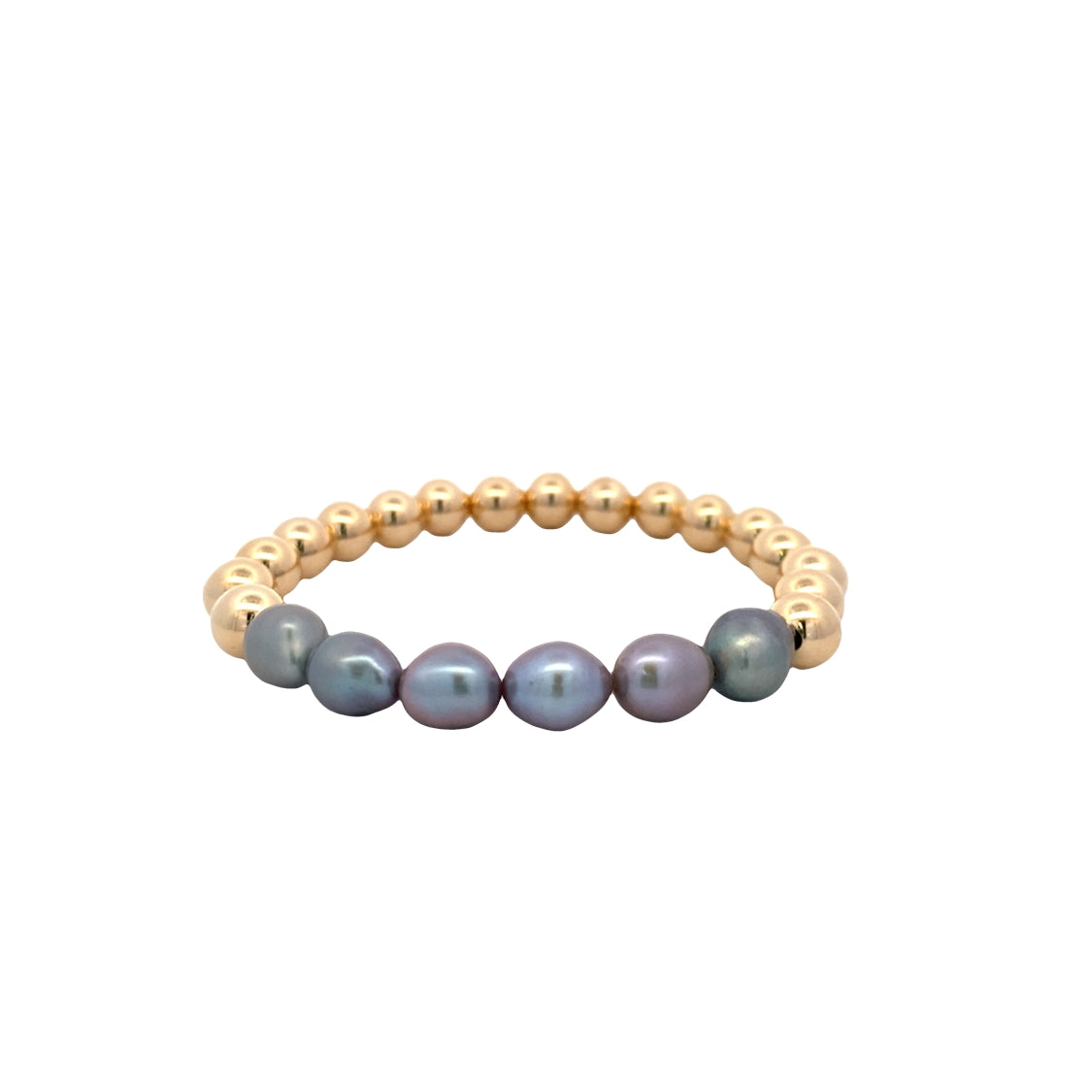 Stretch Beaded Bracelet with Shadow Pearls by Karen Lazar