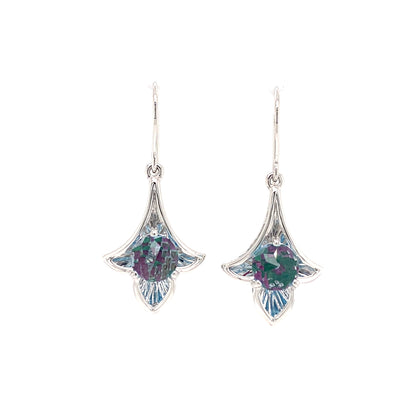 DaVinci Cut Blue Topaz Earrings in White Gold