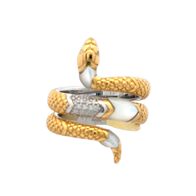 CZ Snake RIng in Two-Tone Gold by Ti Sento Milano
