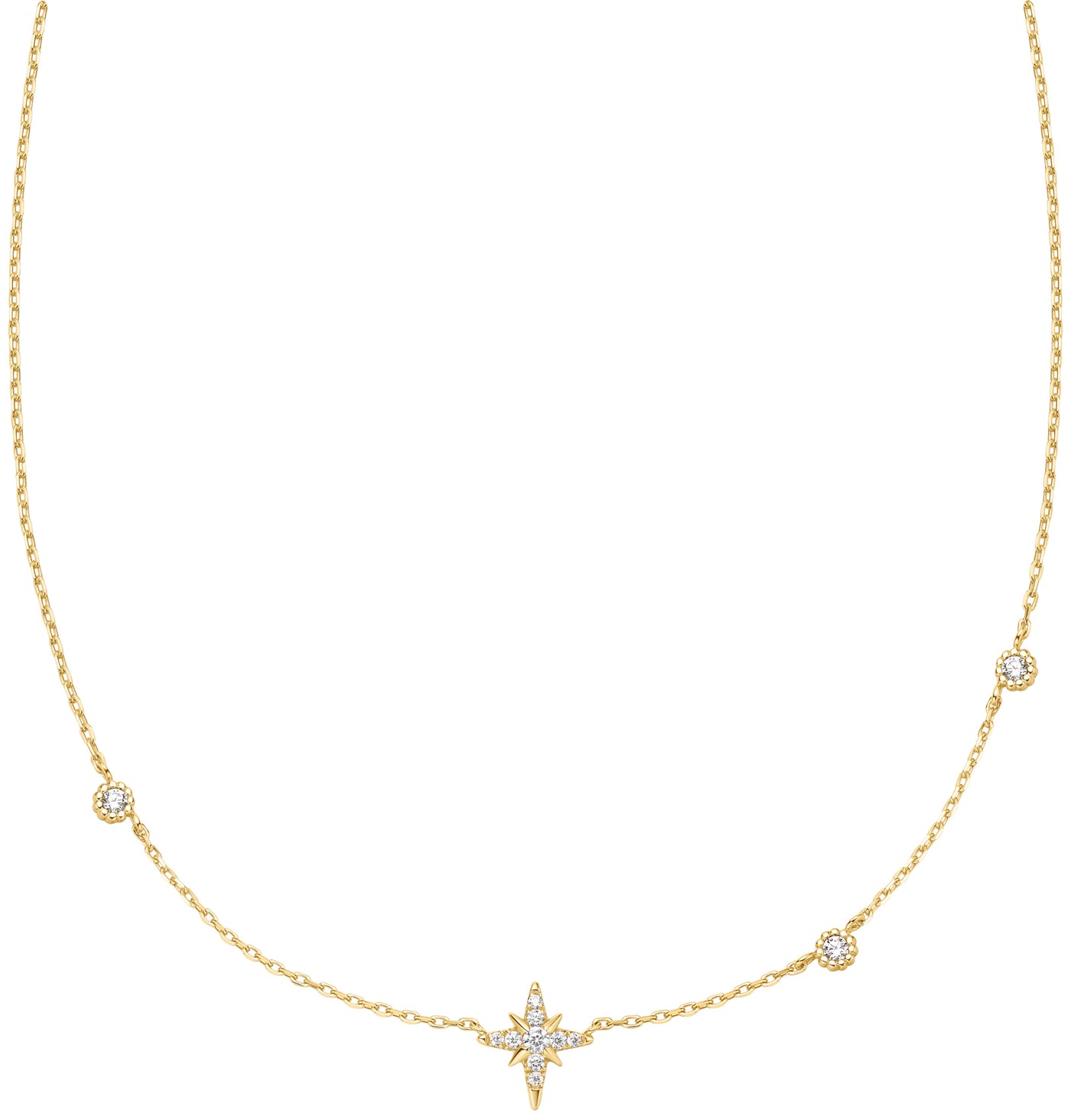 CZ 8 PointStarburst Pendant in Yellow Gold by Ania Haie