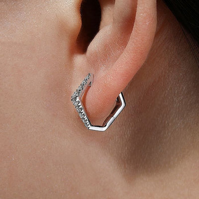 Diamond Huggie Earrings in White Gold By Gabriel & Co.
