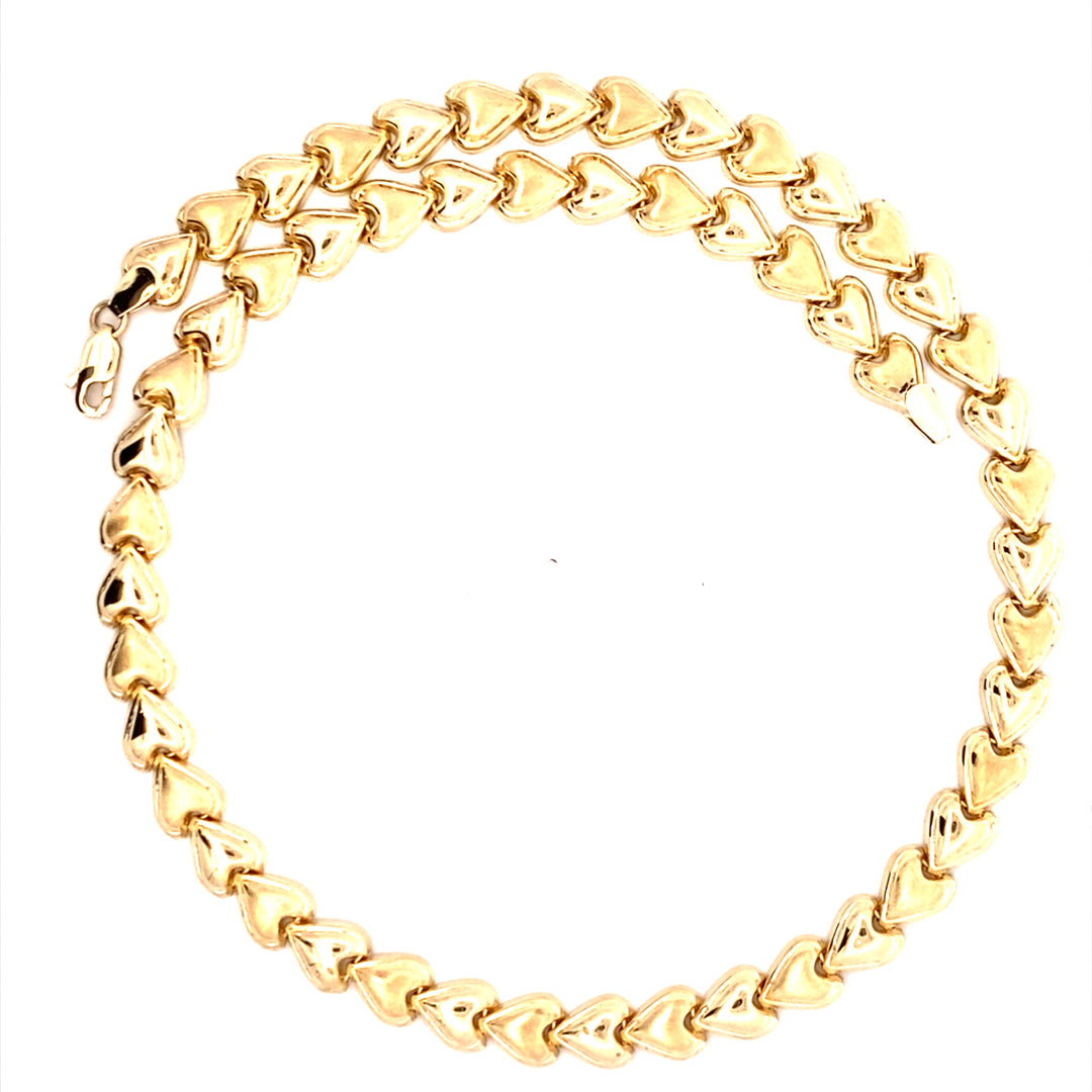 Estate 14 Karat Yellow Gold Fancy Link Heart Necklace