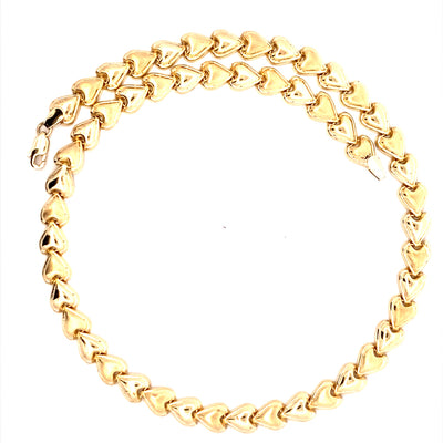 Estate 14 Karat Yellow Gold Fancy Link Heart Necklace