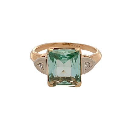 ESTATE Synthetic Green Spinel Ring in  Yellow Gold