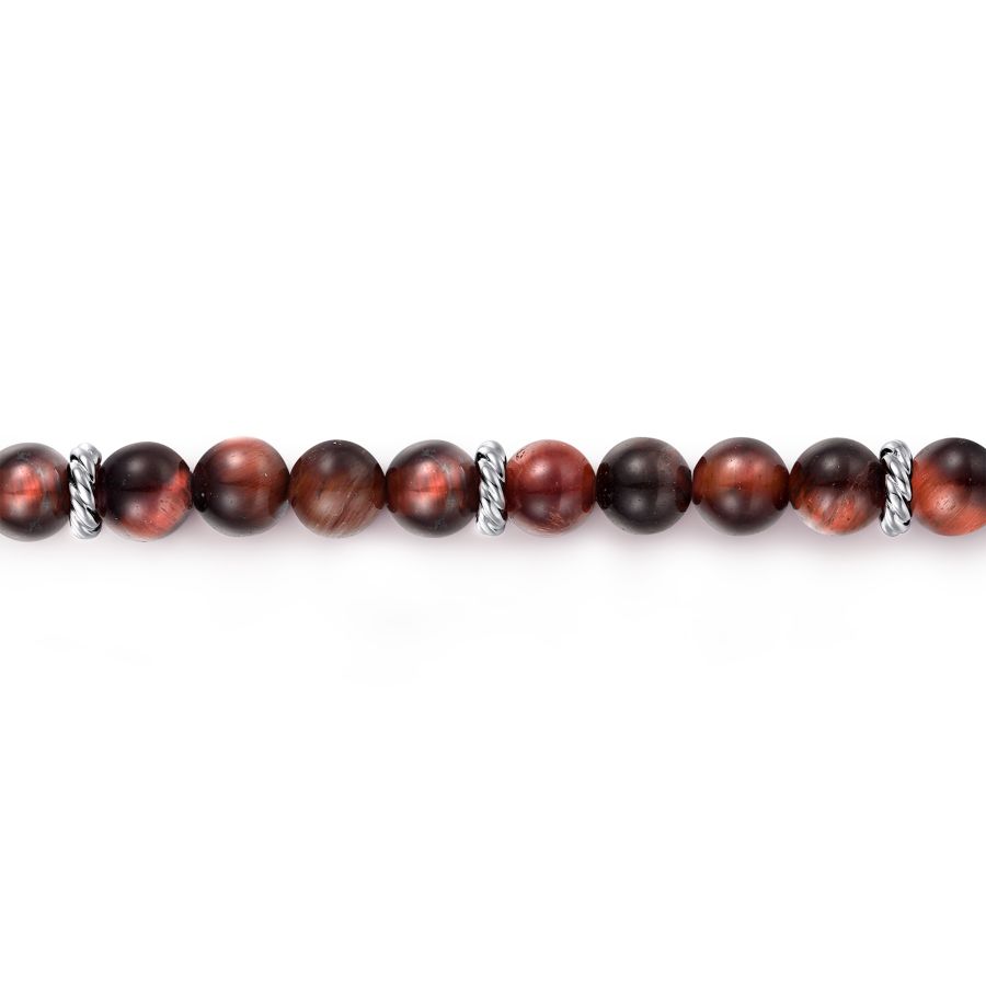 Tigers Eye Beaded Bracelet in Silver by Gabriel & Co.