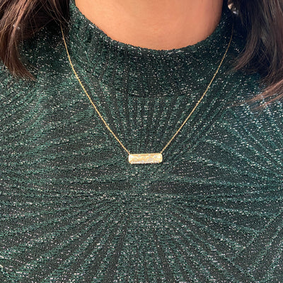 Diamond Bar Necklace in Yellow Gold
