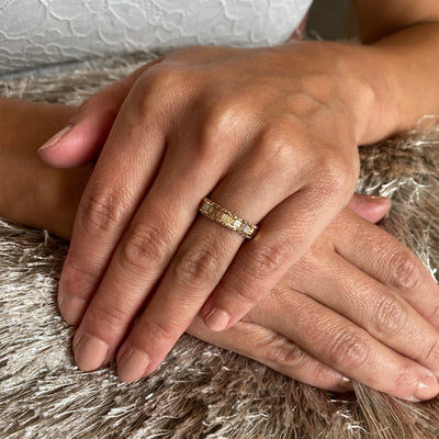 ESTATE Textured RIng in Three-Tone Gold