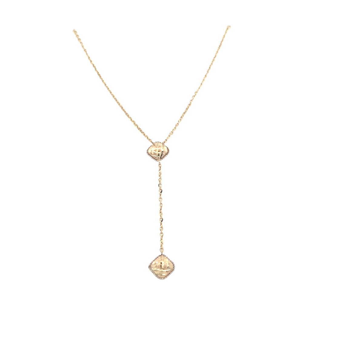 Textured "Y" Necklace in Yellowo Gold