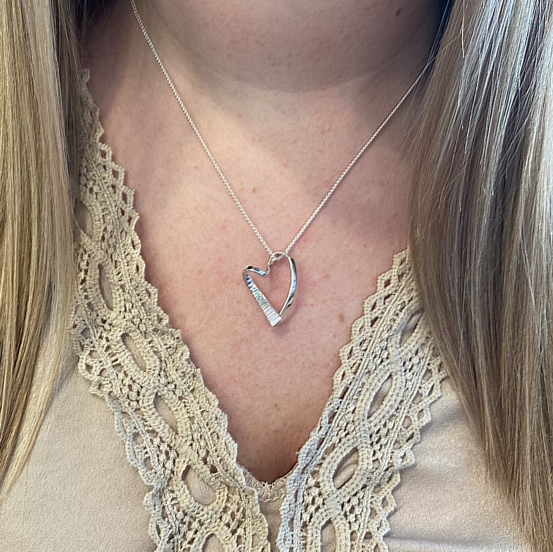Cherish Heart Pendant in Silver by E.L. Designs