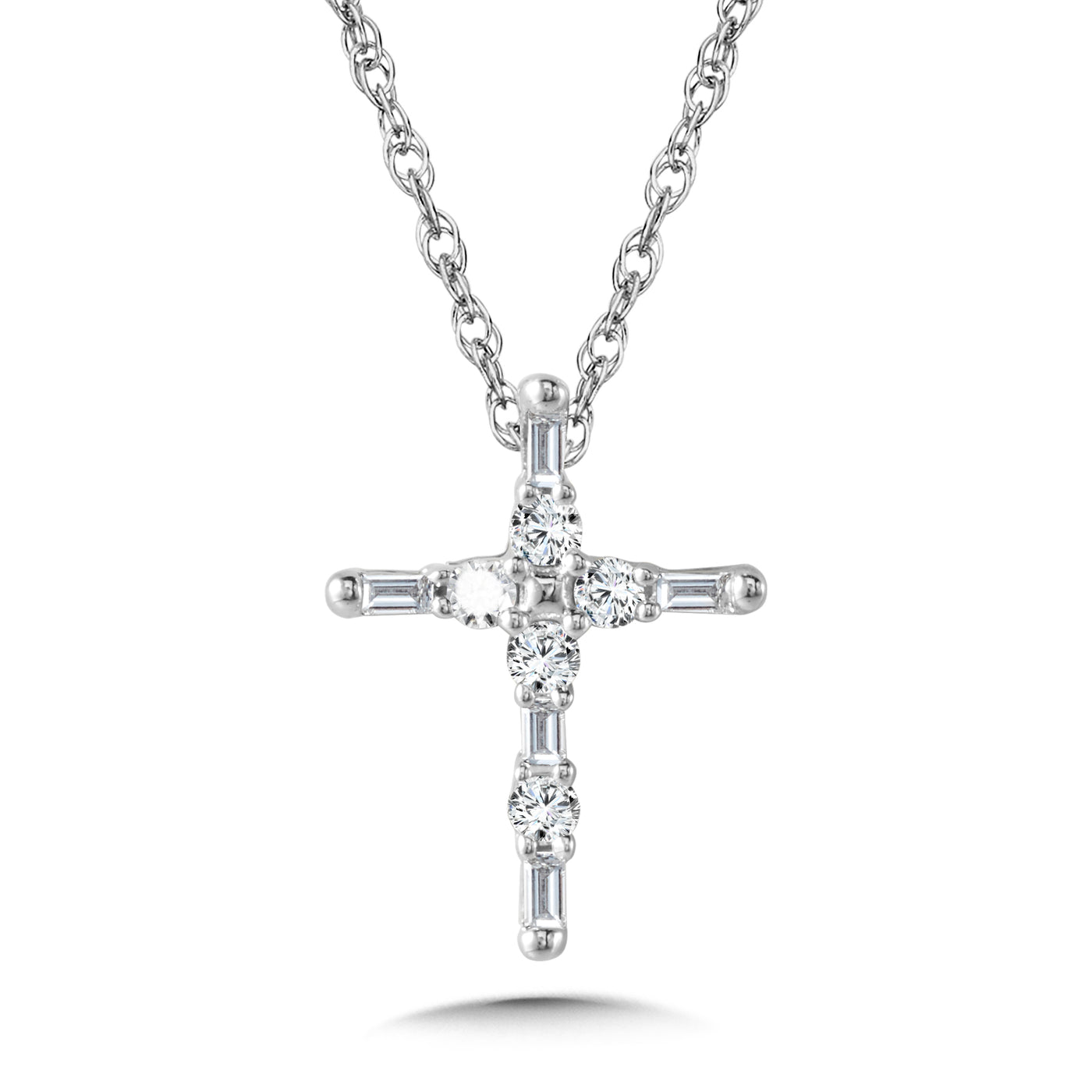 Diamond Cross Pendant in White Gold