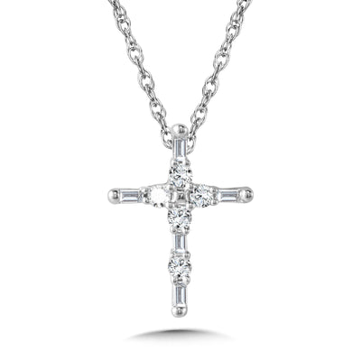 Diamond Cross Pendant in White Gold