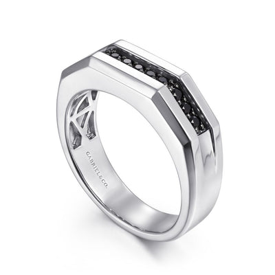 Mens Black Spinel Ring  in Silver by Gabriel & Co.