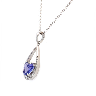 Crescent-Cut Iolite and Diamond Pendant in White Gold by B&C